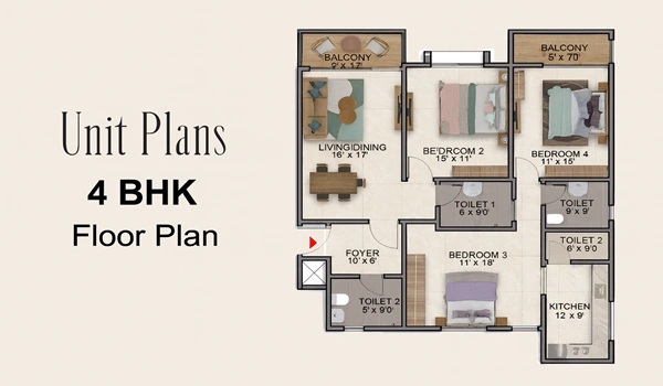VJ Palladio Presidential Towers Hadapsar 4 BHK Floor Plan